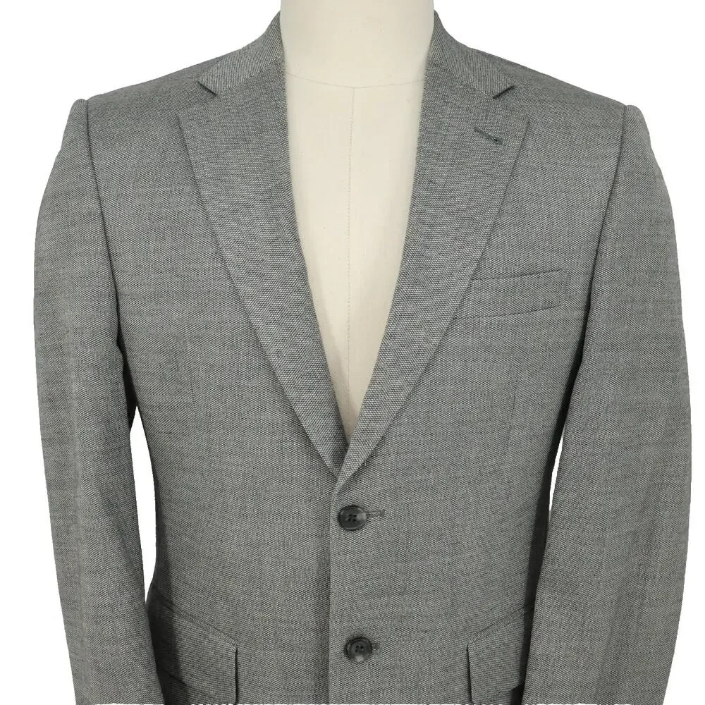 Jos A Bank Sport Coat Mens 38S Gray Silk Wool Jacket Lined Blazer Tailored Fit